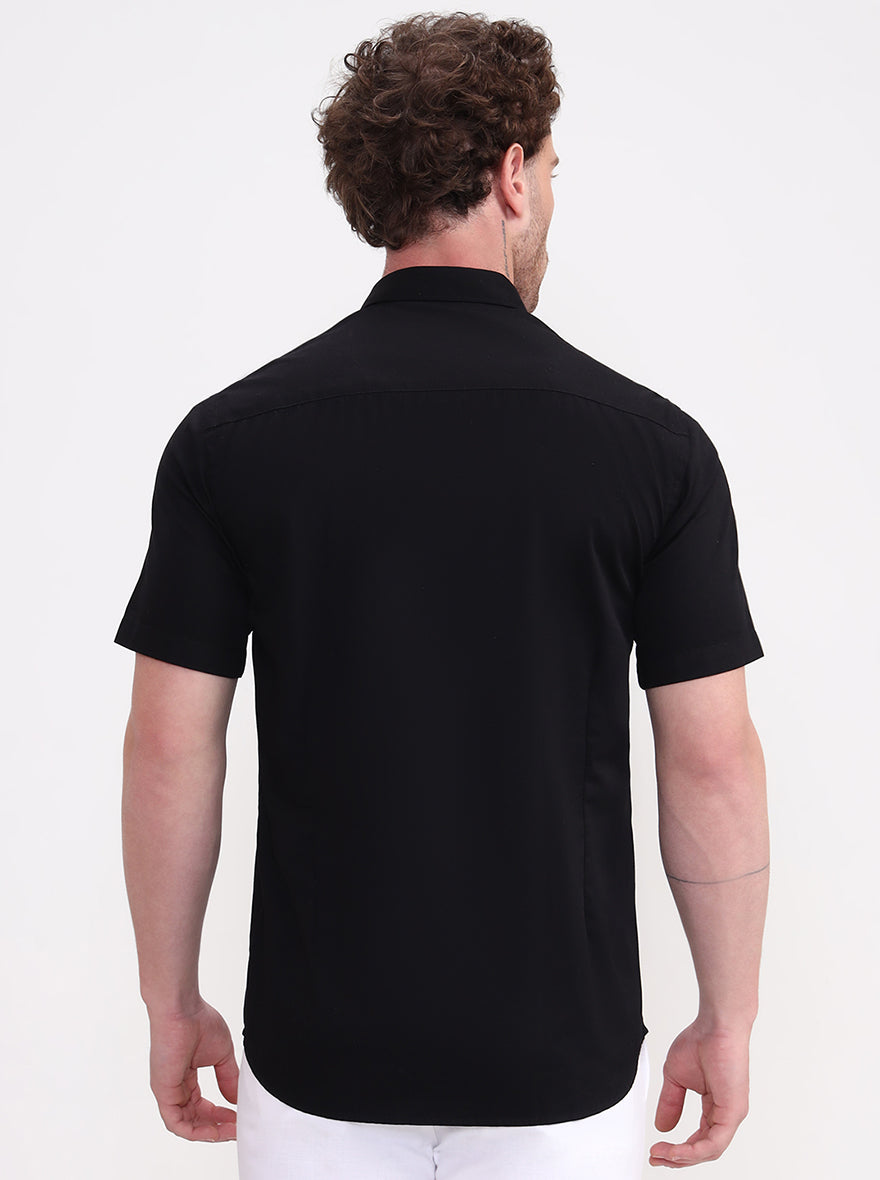 Black Solid Smart Fit Semi Casual Shirt | Greenfibre