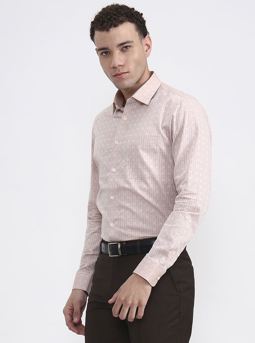 Pink & Beige Checked Slim Fit Formal Shirt | JadeBlue Youth