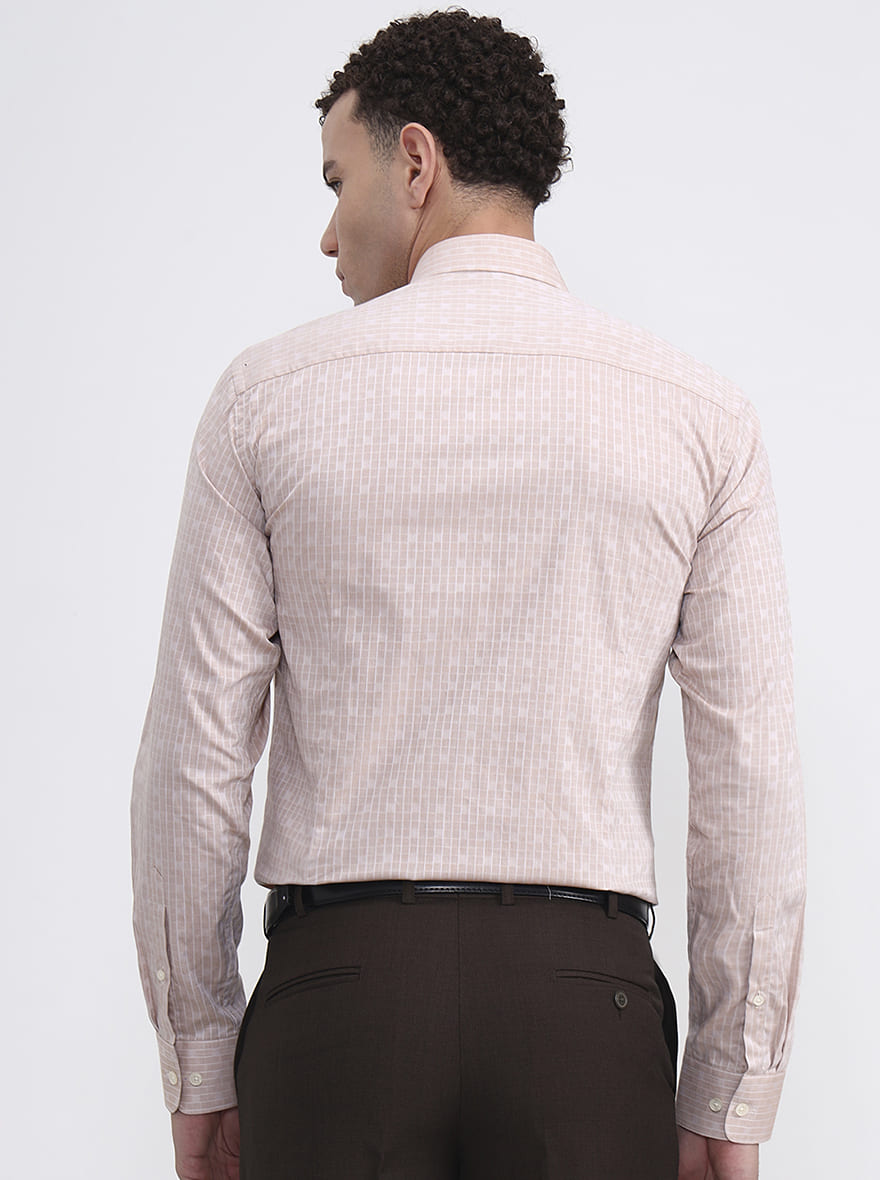 Pink & Beige Checked Slim Fit Formal Shirt | JadeBlue Youth