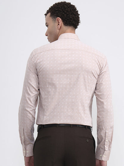 Pink & Beige Checked Slim Fit Formal Shirt | JadeBlue Youth
