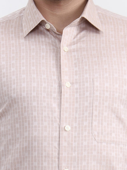 Pink & Beige Checked Slim Fit Formal Shirt | JadeBlue Youth