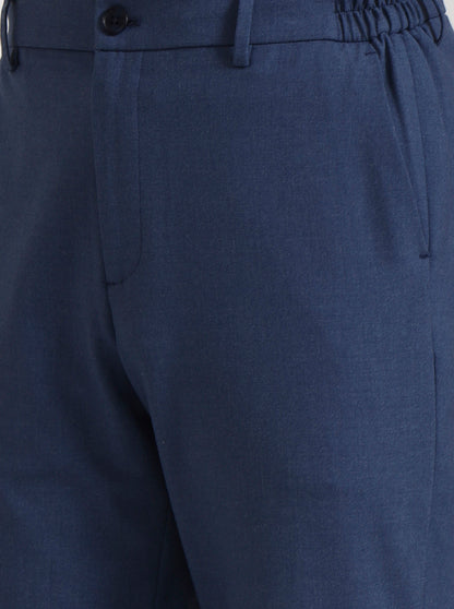 Royal Blue Solid Slim Fit Casual Trouser | JadeBlue