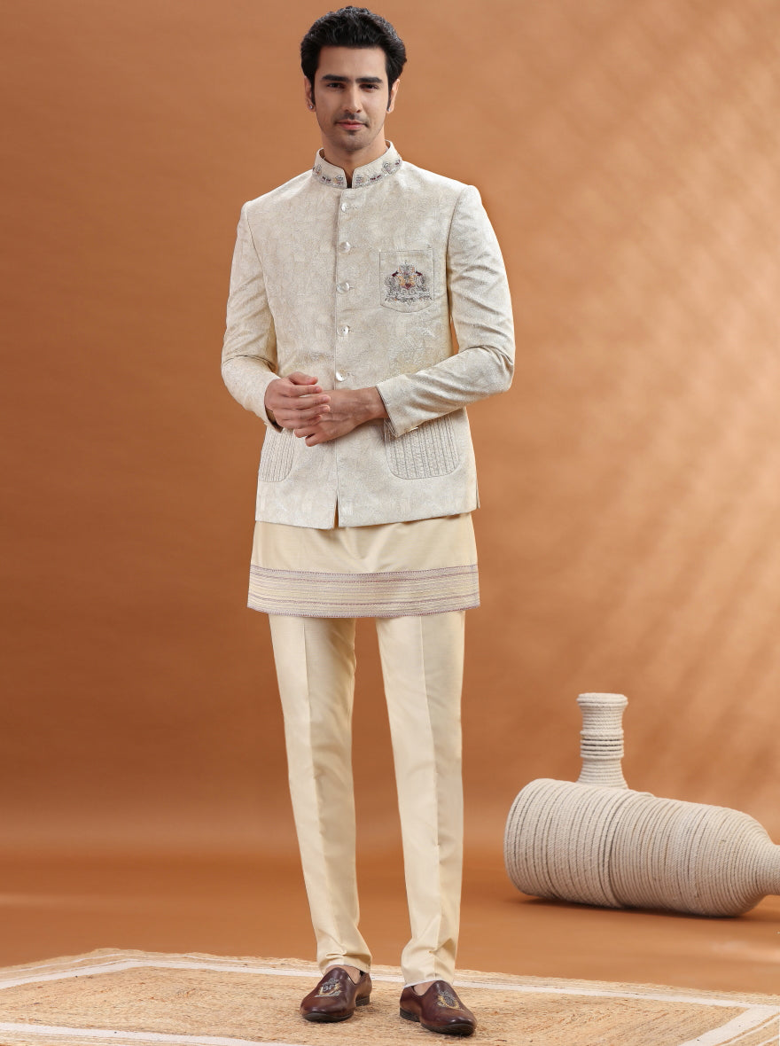 Beige Embroidered Jodhpuri Suit | TULA