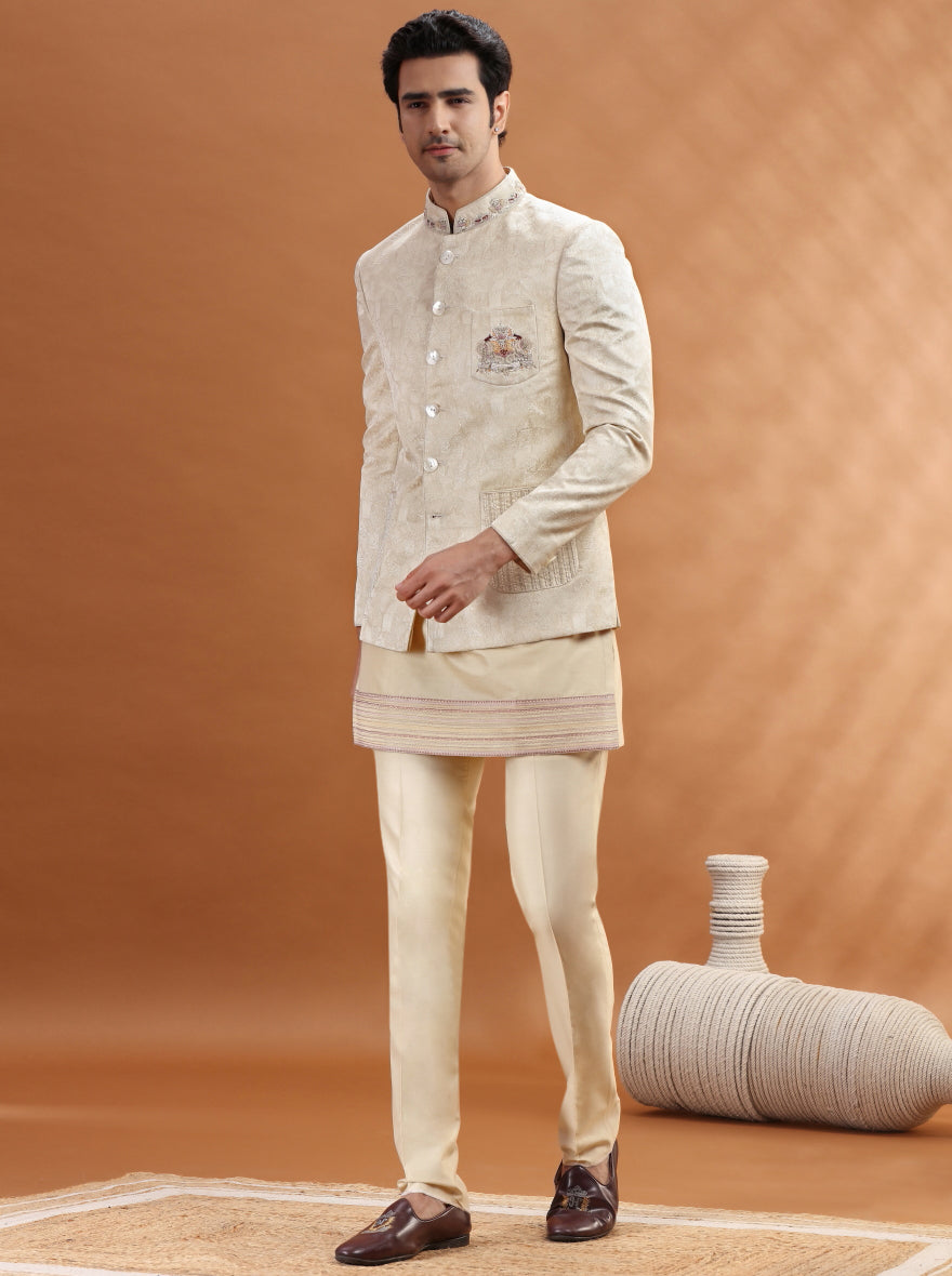 Beige Embroidered Jodhpuri Suit | TULA
