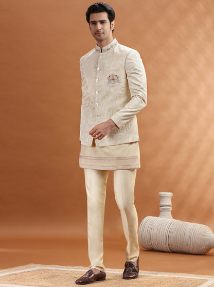 Beige Embroidered Jodhpuri Suit | TULA