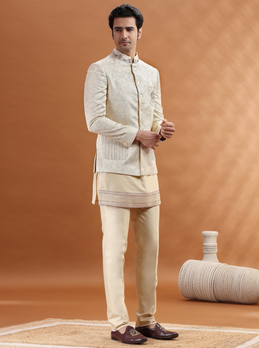 Beige Embroidered Jodhpuri Suit | TULA