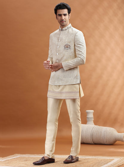 Beige Embroidered Jodhpuri Suit | TULA
