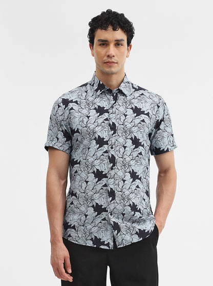 Black Printed Slim Fit Casual Shirt | JadeBlue