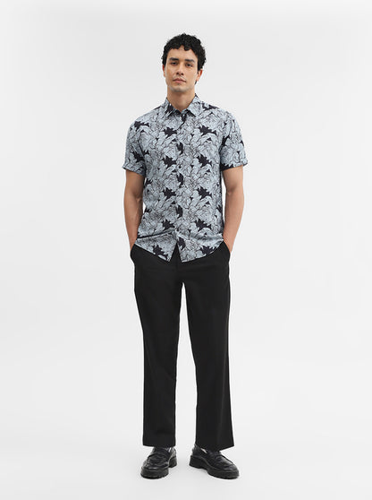 Black Printed Slim Fit Casual Shirt | JadeBlue