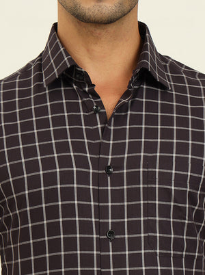 Blue & Grey Checked Regular Fit Formal Shirt | JadeBlue