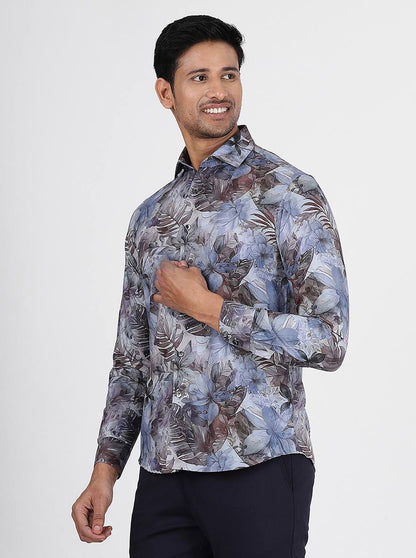 Multicolor Printed Slim Fit Party Wear Shirt | JB Studio