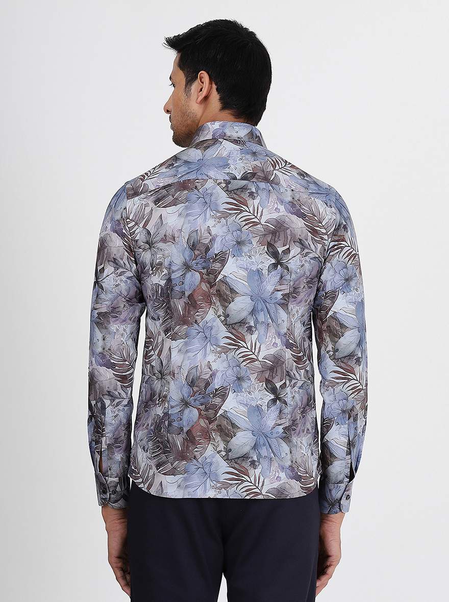 Multicolor Printed Slim Fit Party Wear Shirt | JB Studio