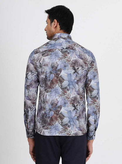 Multicolor Printed Slim Fit Party Wear Shirt | JB Studio