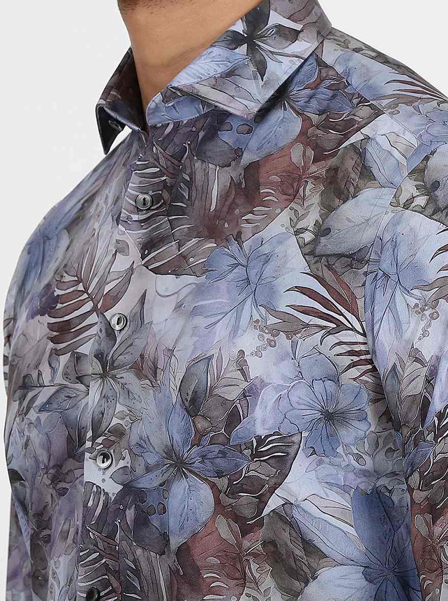 Multicolor Printed Slim Fit Party Wear Shirt | JB Studio