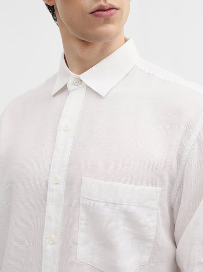 Snow White Solid Slim Fit Casual Shirt | Greenfibre