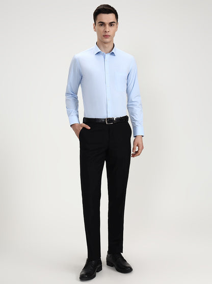 Sky Blue Checked Slim Fit Formal Shirt | Greenfibre