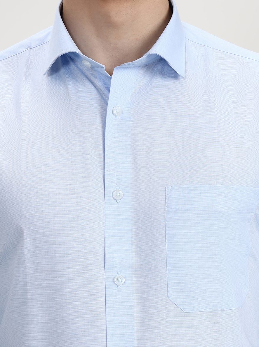 Sky Blue Checked Slim Fit Formal Shirt | Greenfibre