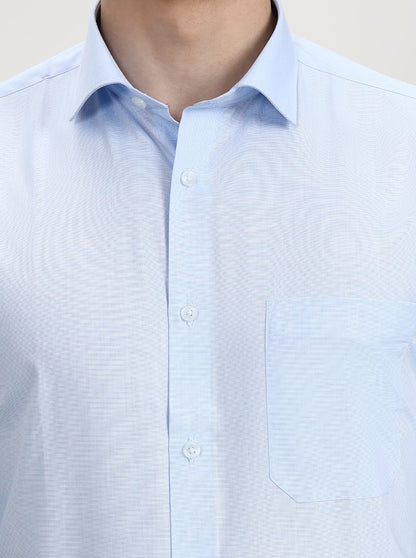 Sky Blue Checked Slim Fit Formal Shirt | Greenfibre