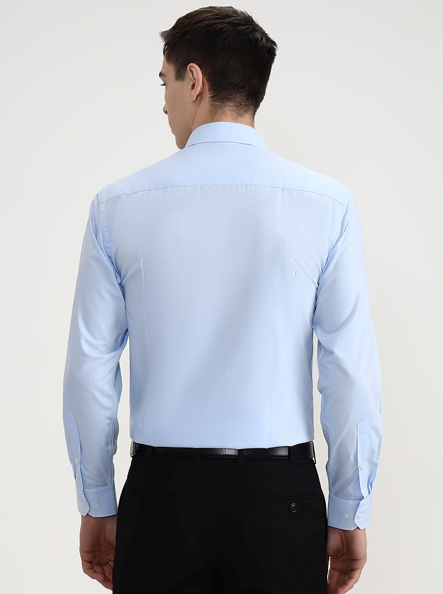 Sky Blue Checked Slim Fit Formal Shirt | Greenfibre