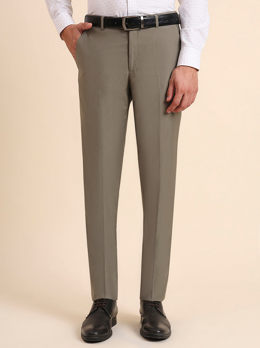 Pista Grey Solid Slim Fit Formal Trouser | Metal