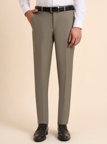 Pista Grey Solid Slim Fit Formal Trouser | Metal