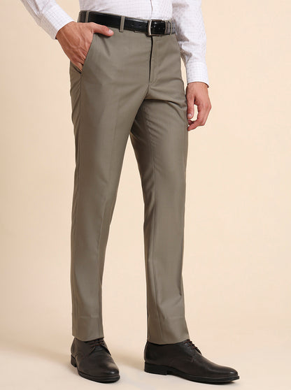 Pista Grey Solid Slim Fit Formal Trouser | Metal