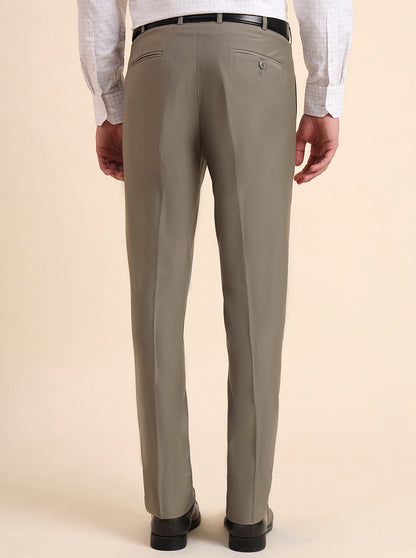 Pista Grey Solid Slim Fit Formal Trouser | Metal