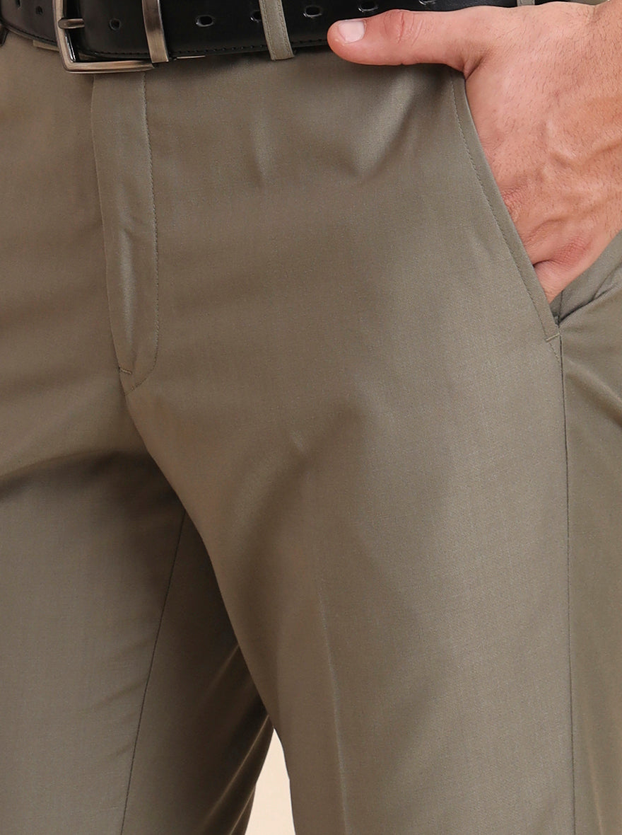Pista Grey Solid Slim Fit Formal Trouser | Metal