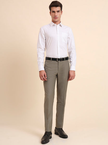 Pista Grey Solid Slim Fit Formal Trouser | Metal