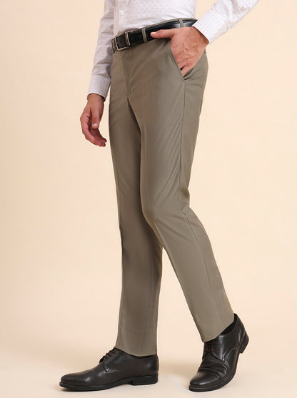Pista Grey Solid Slim Fit Formal Trouser | Metal