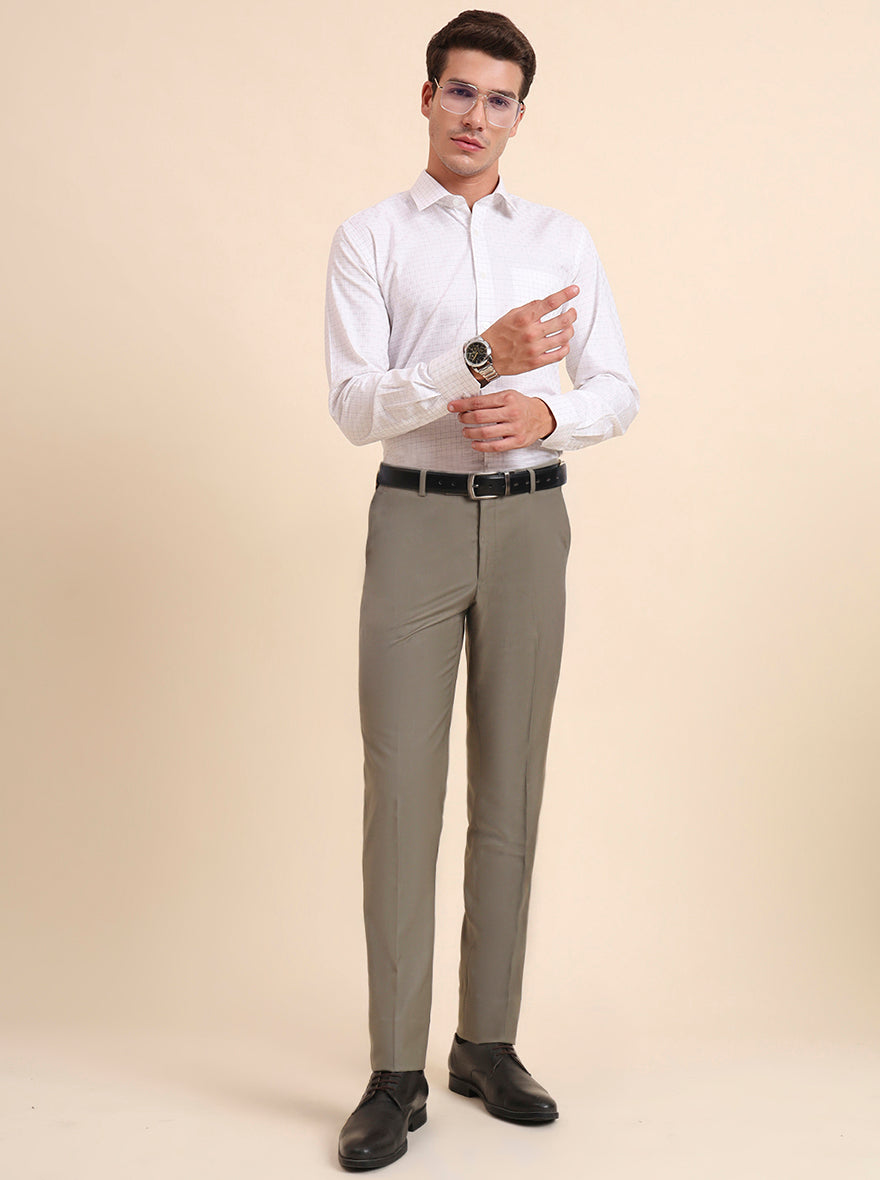 Pista Grey Solid Slim Fit Formal Trouser | Metal