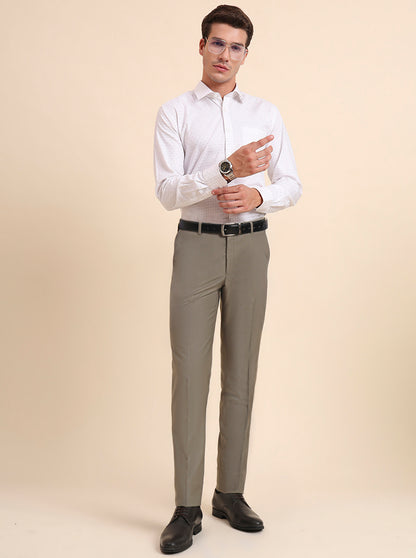 Pista Grey Solid Slim Fit Formal Trouser | Metal