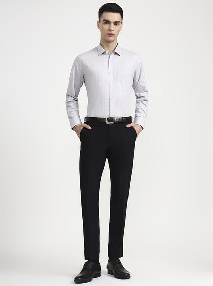 Light Grey Checked Regular Fit Formal Shirt | JadeBlue