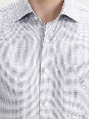 White & Grey Solid Regular Fit Formal Shirt | JadeBlue