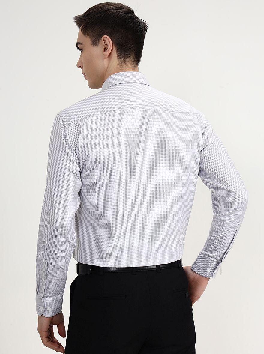 White & Grey Solid Regular Fit Formal Shirt | JadeBlue