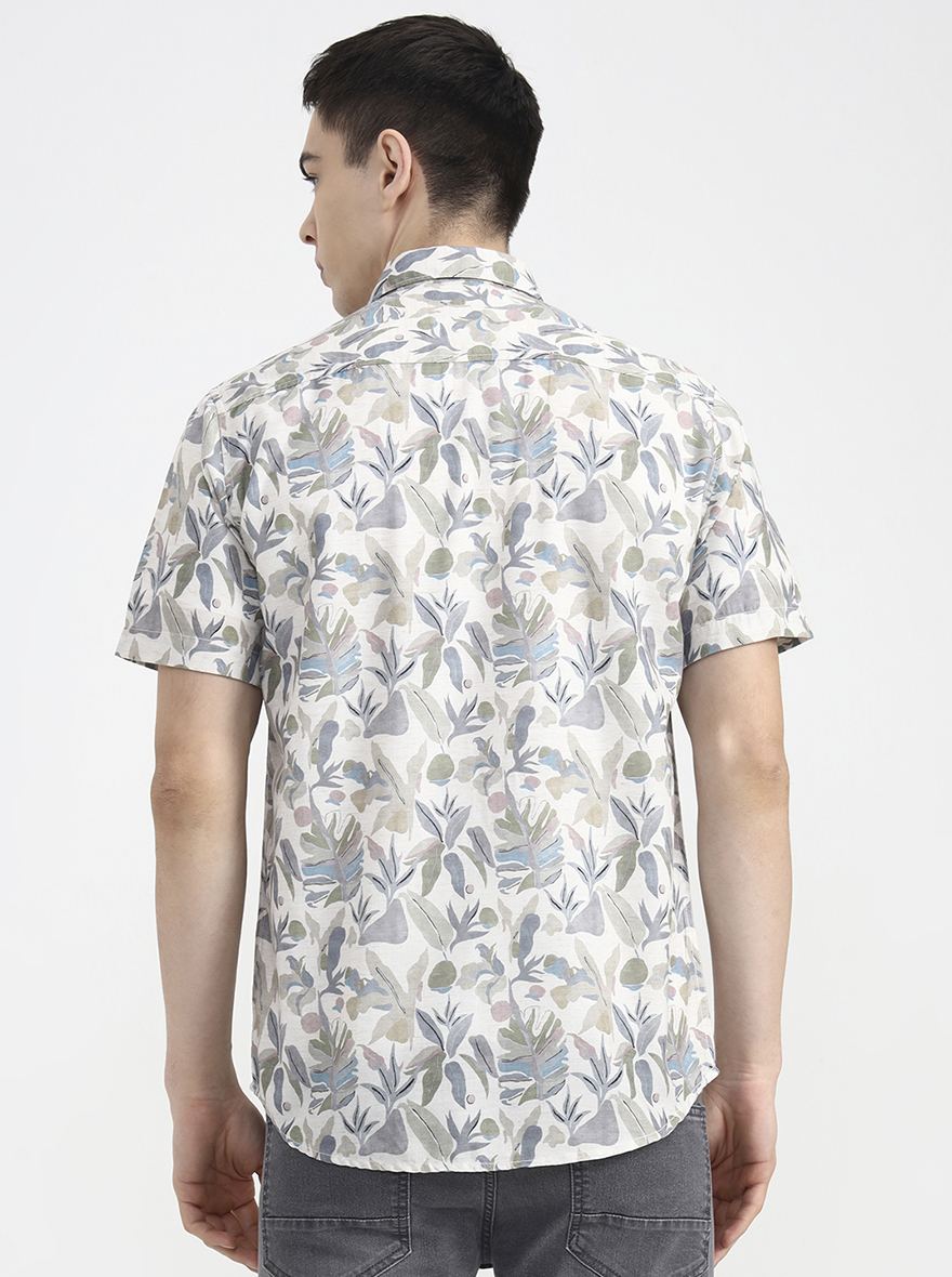 Green Printed Slim Fit Casual Shirt | JadeBlue