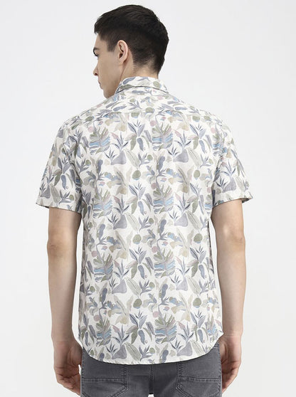 Green Printed Slim Fit Casual Shirt | JadeBlue