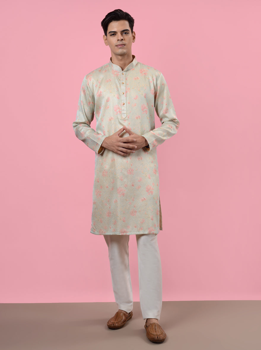Cream & Blue Kurta Pajama | TULA