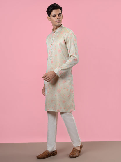 Cream & Blue Kurta Pajama | TULA