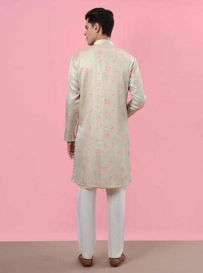 Cream & Blue Kurta Pajama | TULA