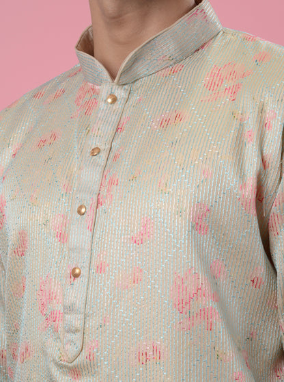 Cream & Blue Kurta Pajama | TULA