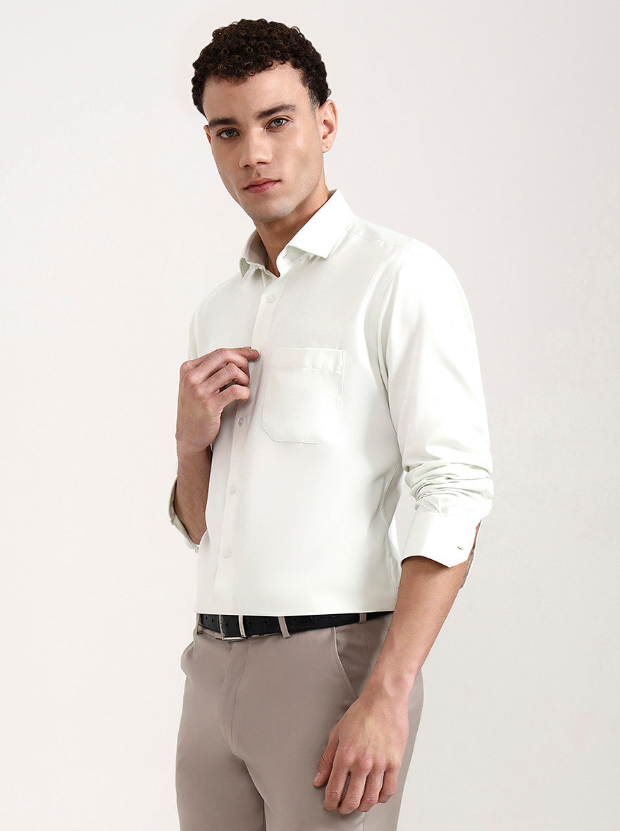 Pista Green Solid Slim Fit Formal Shirt | Greenfibre
