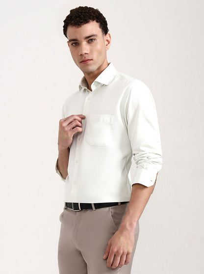 Pista Green Solid Slim Fit Formal Shirt | Greenfibre