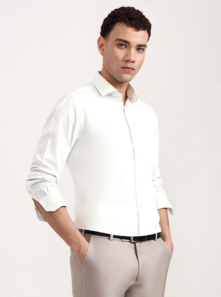Pista Green Solid Slim Fit Formal Shirt | Greenfibre