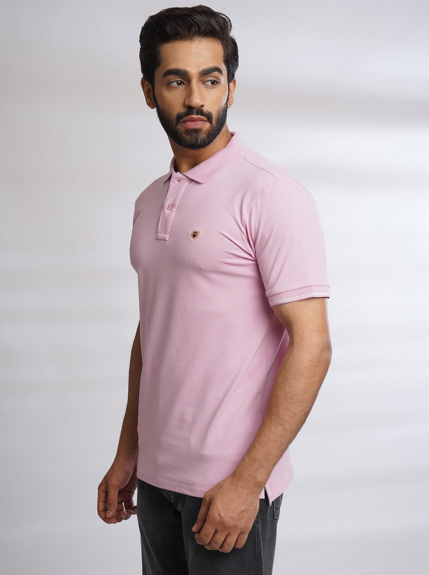 JadeBlue Slim Fit Pink Polo TShirt for Men Stylish 100 Cotton Men's