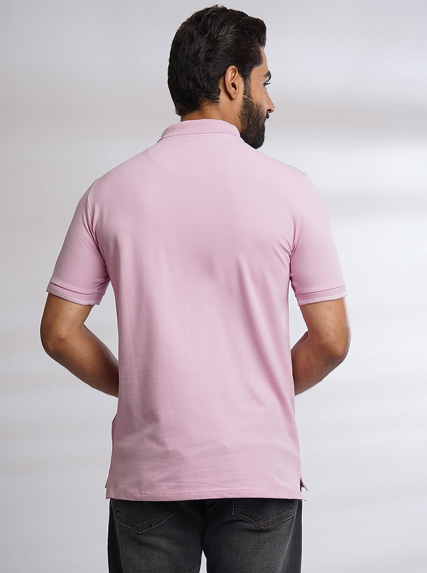 Pink Solid Slim Fit Polo T-Shirt | JadeBlue