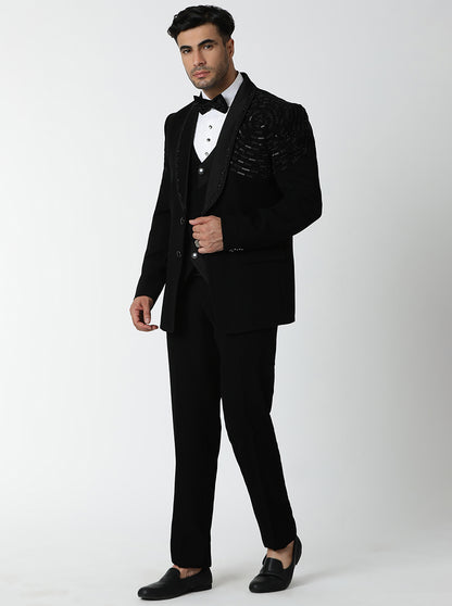 Black Embroidered Suit | JadeBlue