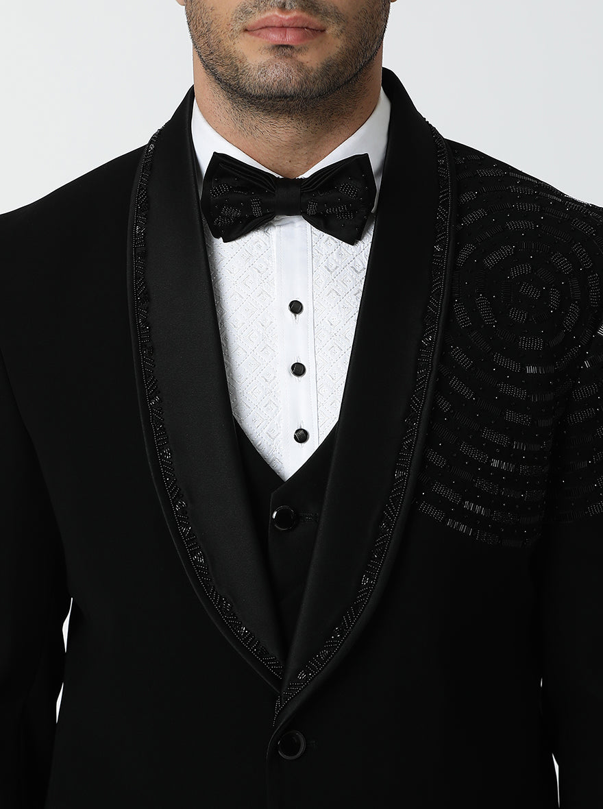 Black Embroidered Suit | JadeBlue