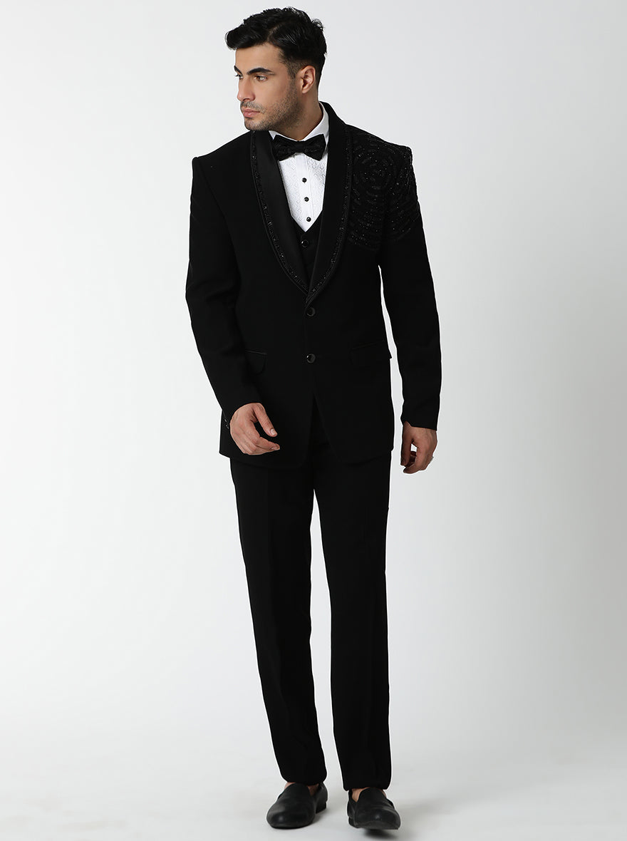 Black Embroidered Suit | JadeBlue