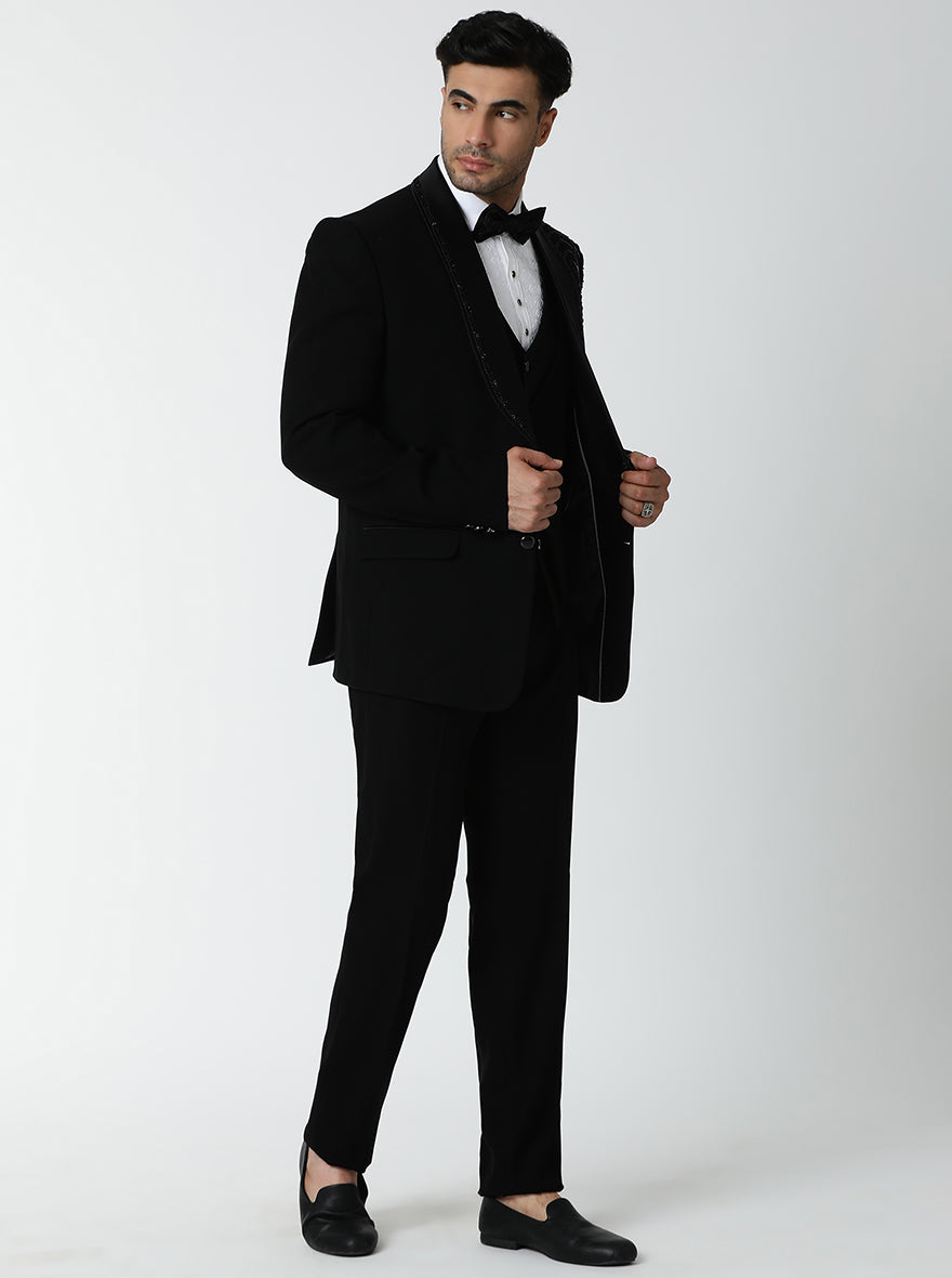 Black Embroidered Suit | JadeBlue